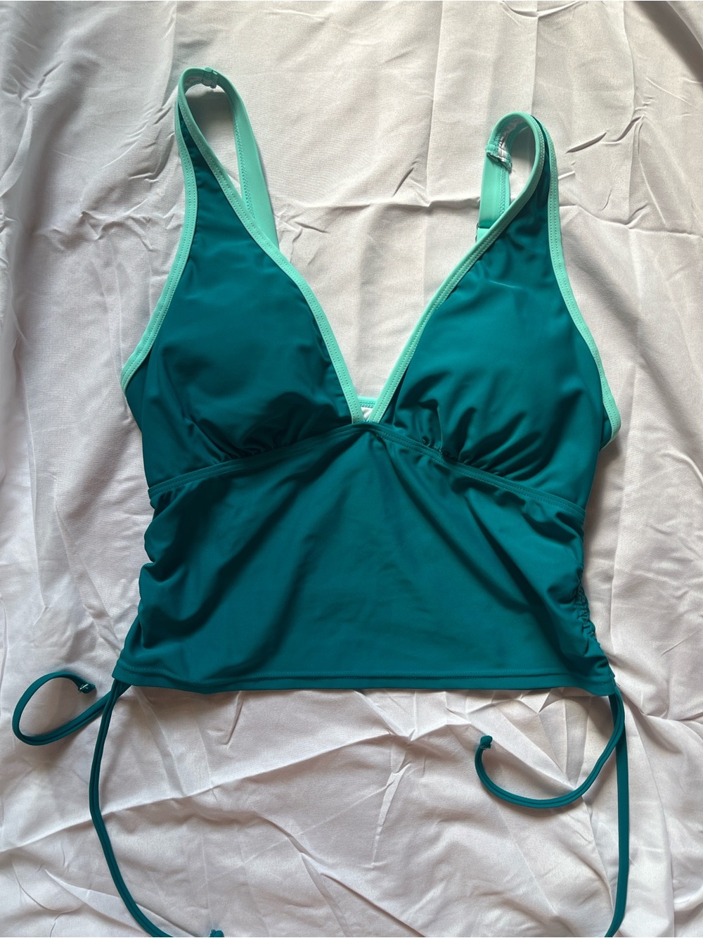 Zaful Teal Swim Top with Mint Accents